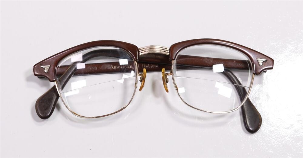 American Optical AO Vintage 1950s 12k GF Half Rim Browline Glasses 5 3/4